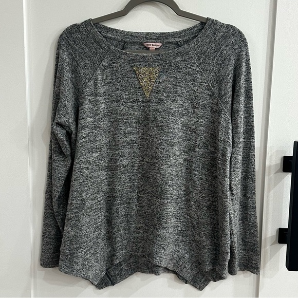 Juicy Couture Tops - Juicy Couture Gray Space Dye Raglan Pullover Sweater with Crystal Inlay - Size M